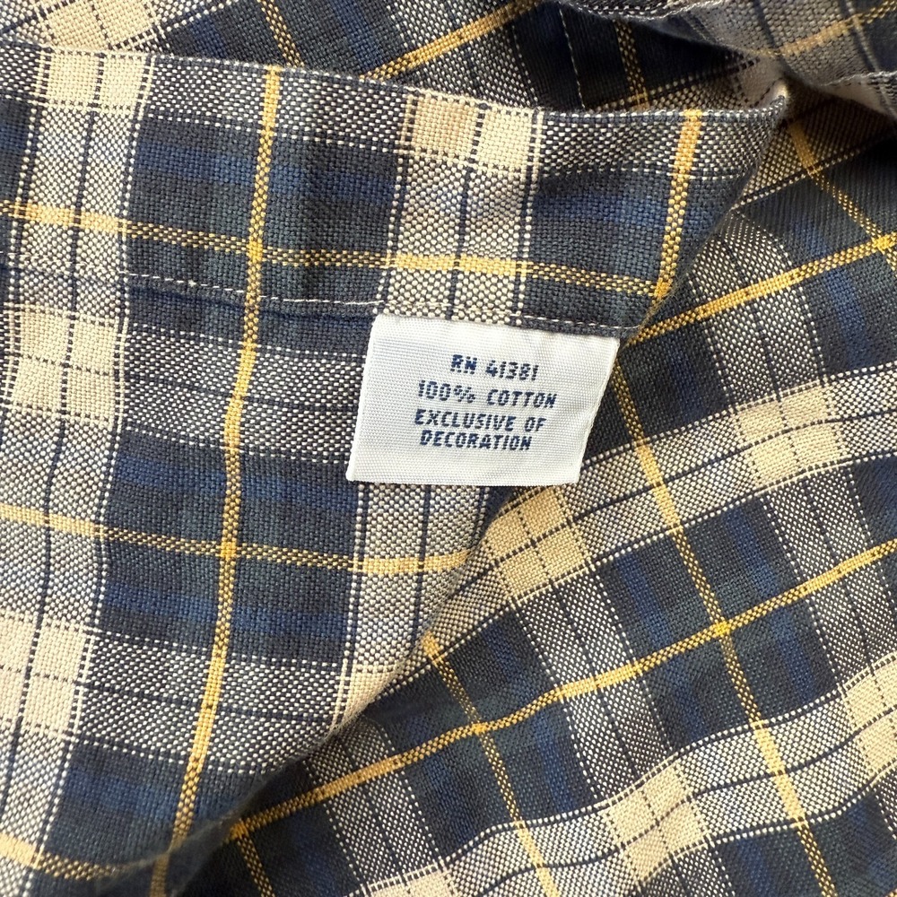Polo Ralph Lauren Shirt Mens Large Blue Cream Tartan Plaid Oxford Button Down - Picture 6 of 9